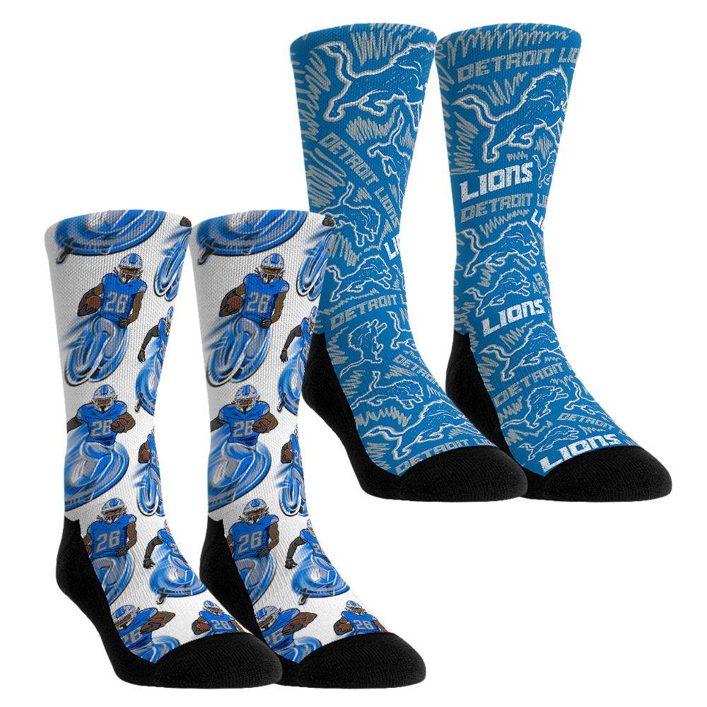 Unisex Rock Em Jahmyr Gibbs Detroit Lions 2-Pack Super Speed Crew Socks Set