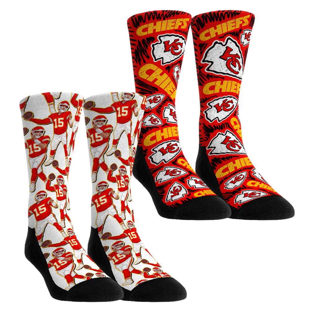 Youth Rock Em Patrick Mahomes Kansas City Chiefs 2-Pack No Look Pass Crew Socks Set