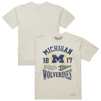 Men's Mitchell & Ness  Cream Michigan Wolverines Heritage Scholar T-Shirt