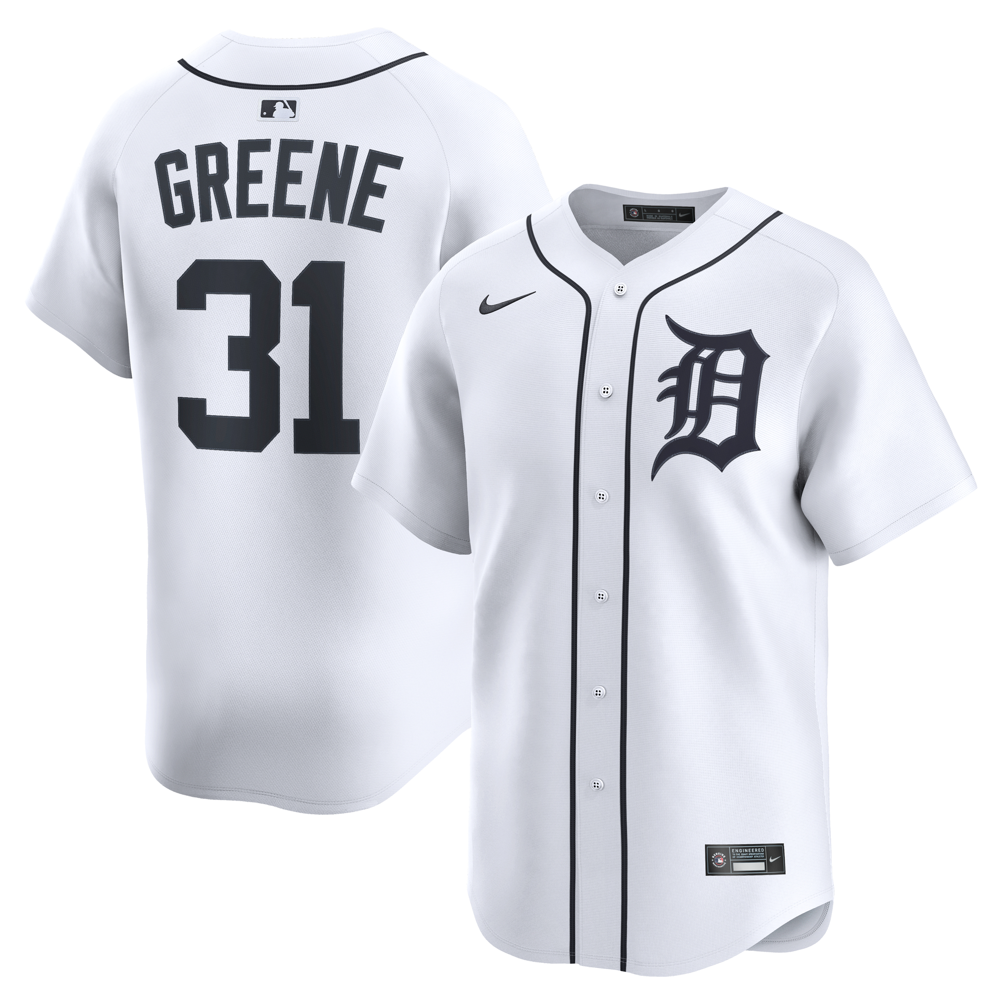 Men's Nike Riley Greene White Detroit Tigers Home Limited Player Jersey