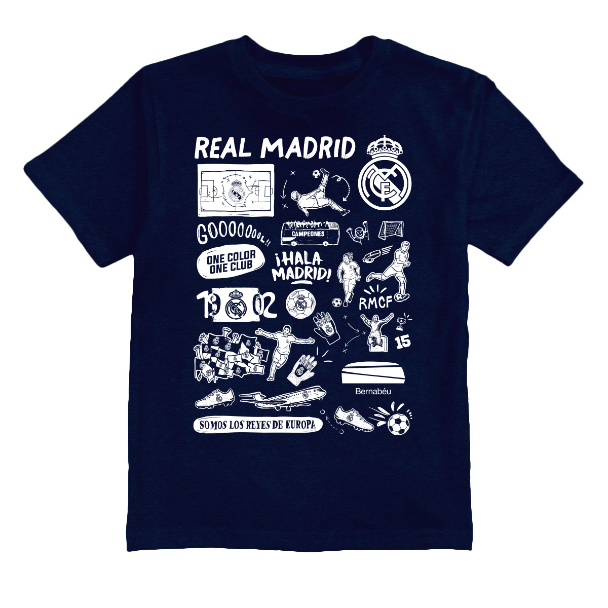 Youth Vive La Fete  Navy Real Madrid Impressions Artwork T-Shirt
