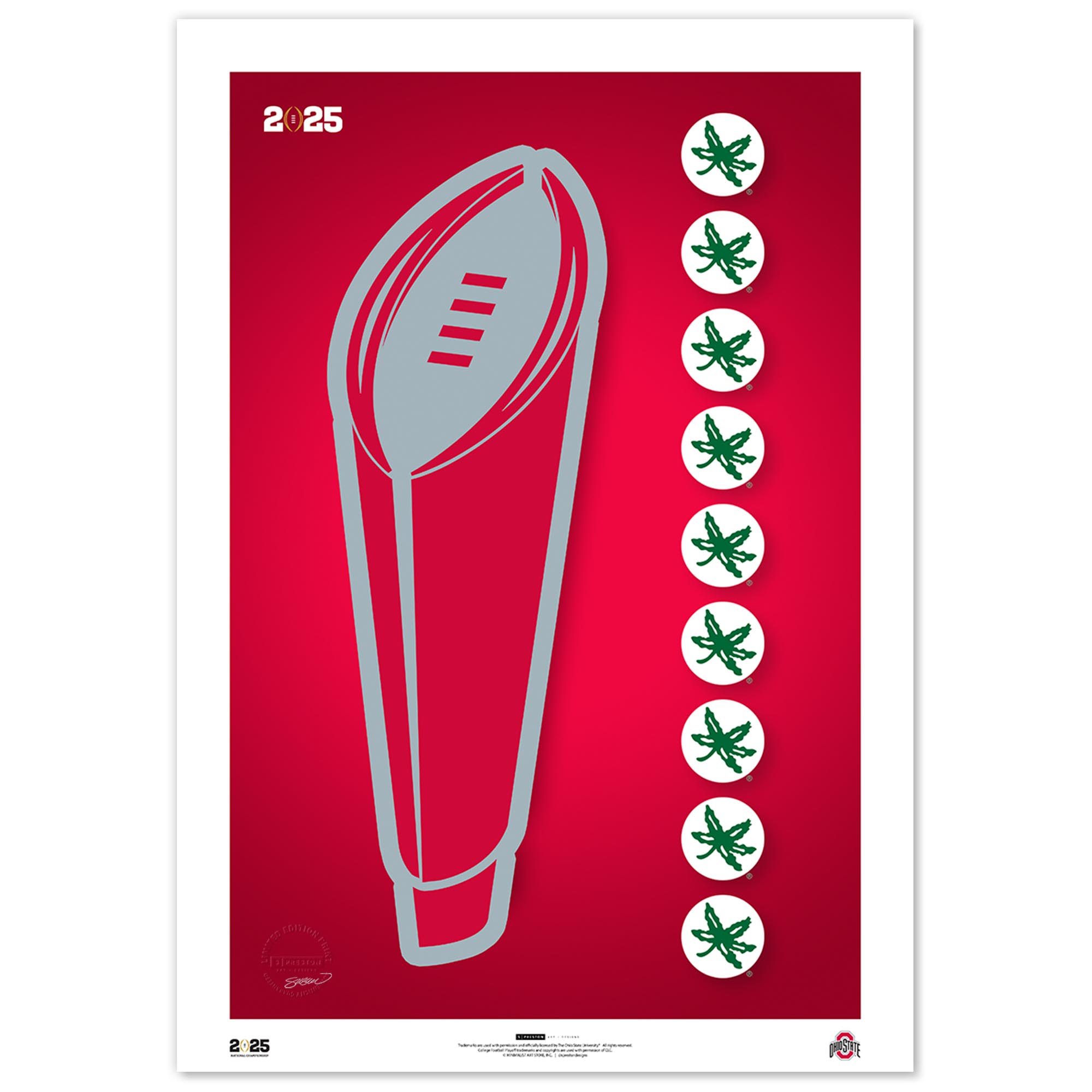 Ohio State Buckeyes 2025 College Football Playoff National Championship Game 14" x 20" Minimalist Limited Edition Fine Art Print