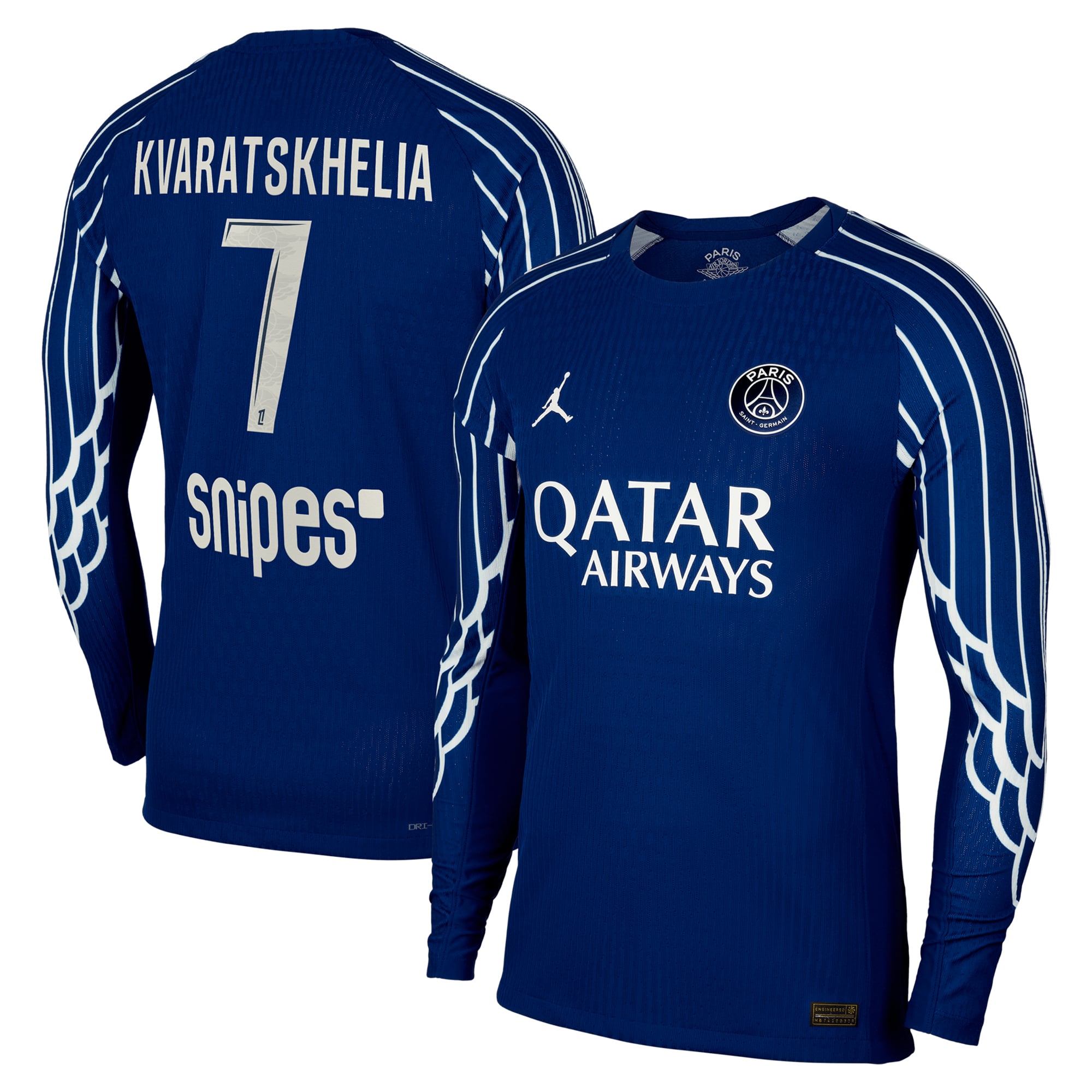 Maillot Fourth Match PSG Jordan Dri-FIT ADV 24/25 - Manches longues - Enfant avec flocage Kvaratskhelia 7