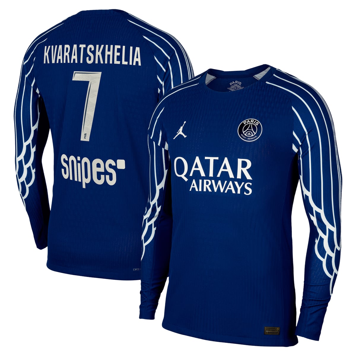 Maillot Fourth Match PSG Jordan Dri-FIT ADV 24/25 - Manches longues - Enfant avec flocage Kvaratskhelia 7