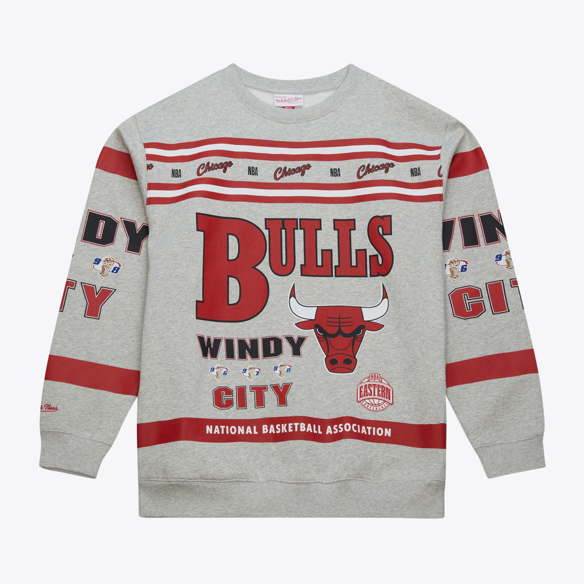 Chicago Bulls Mitchell & Ness All Over Print Vintage Crew – Herren