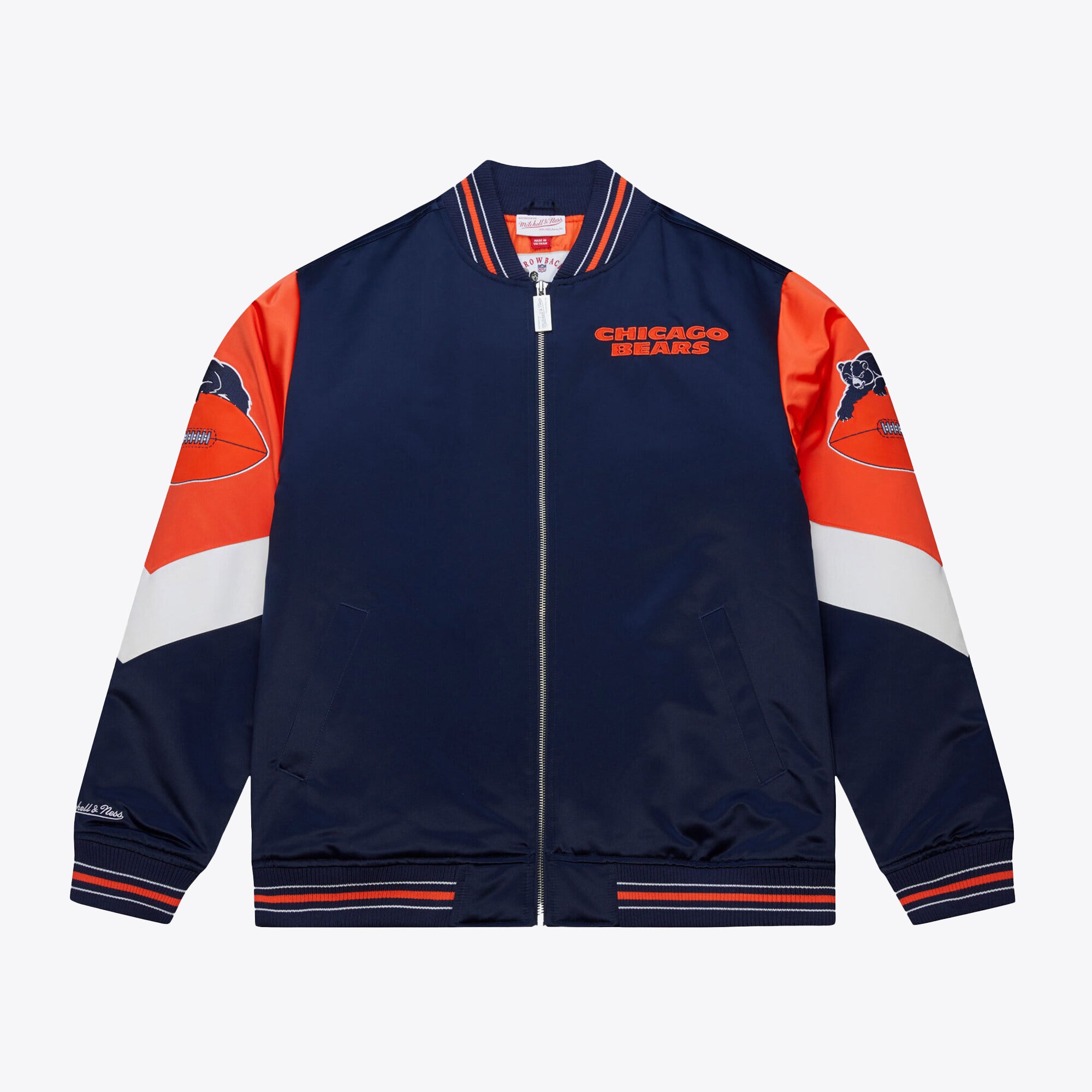 Chicago Bears Mitchell & Ness Throw It Back Heavyweight Satin Jacket - Uomo
