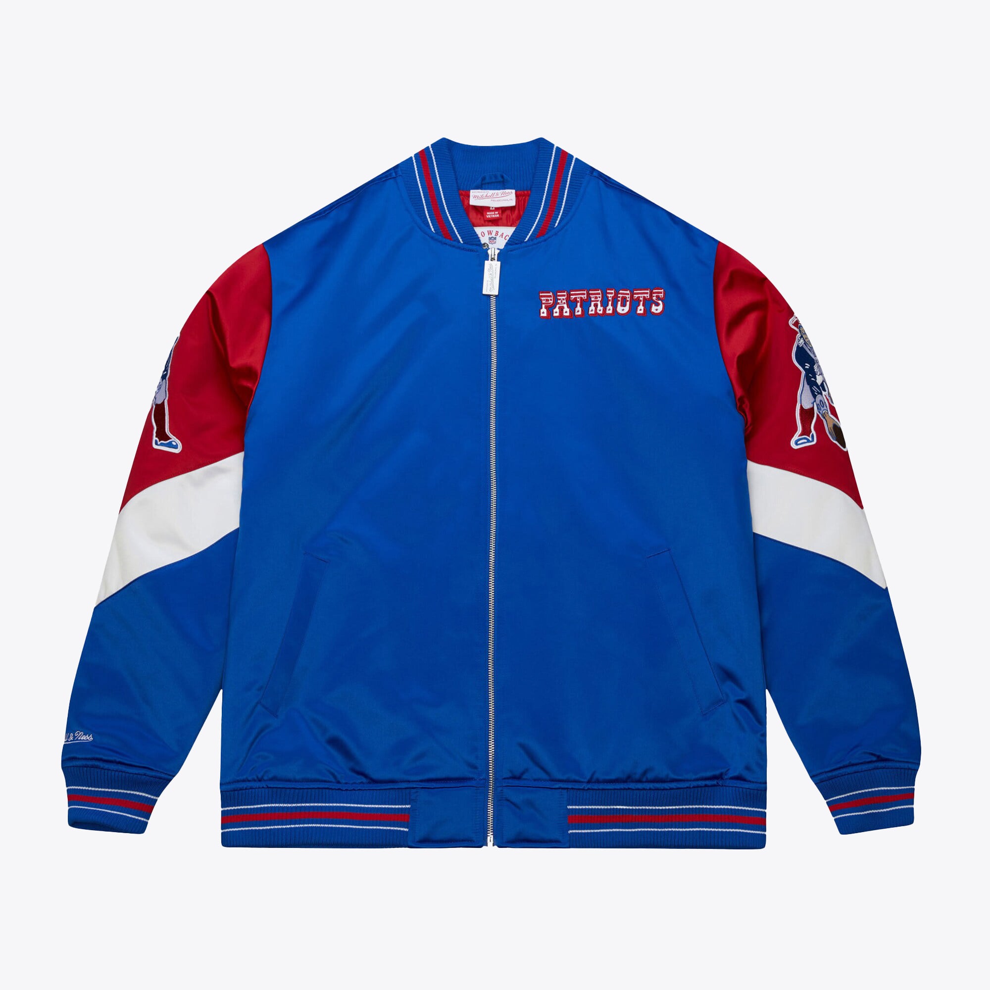 Veste en satin épais Throw It Back Mitchell & Ness des Patriots de la Nouvelle-Angleterre - Hommes