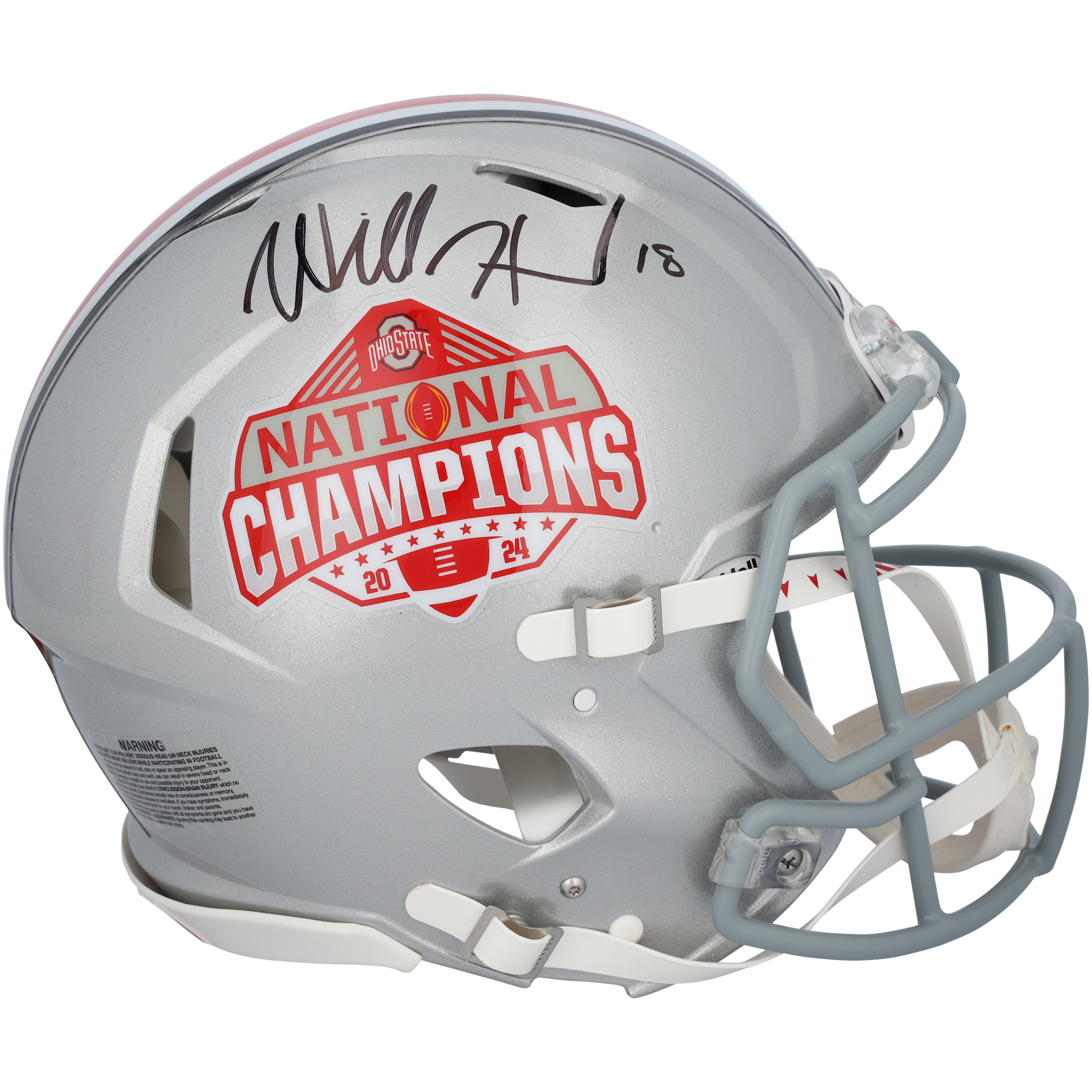 Will Howard Ohio State Buckeyes Autographed 2024 College Football Playoff National Champions Logo Riddell Speed Authentic Helmet
