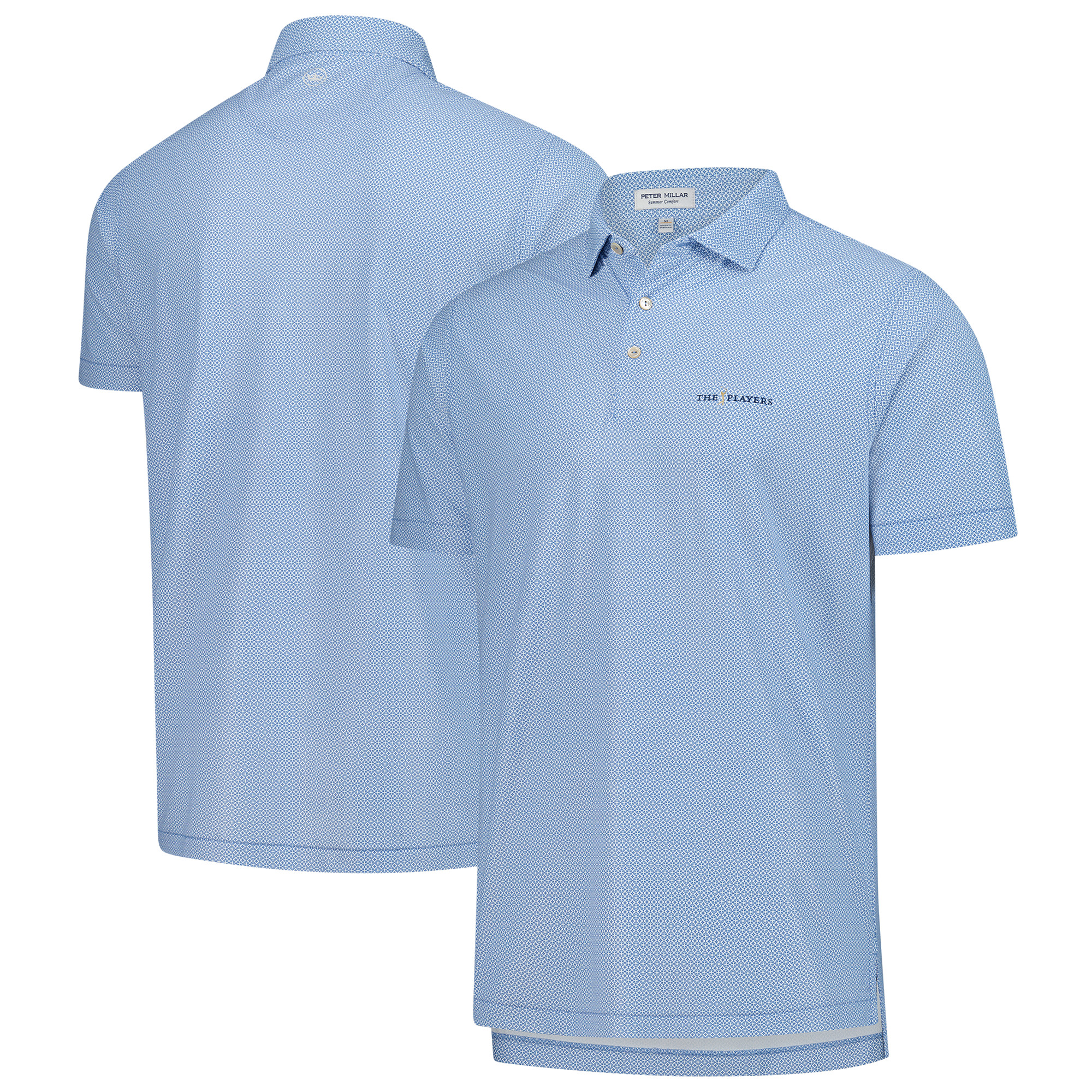 Men's Peter Millar  Blue THE PLAYERS Costa Geo Performance Mesh Polo