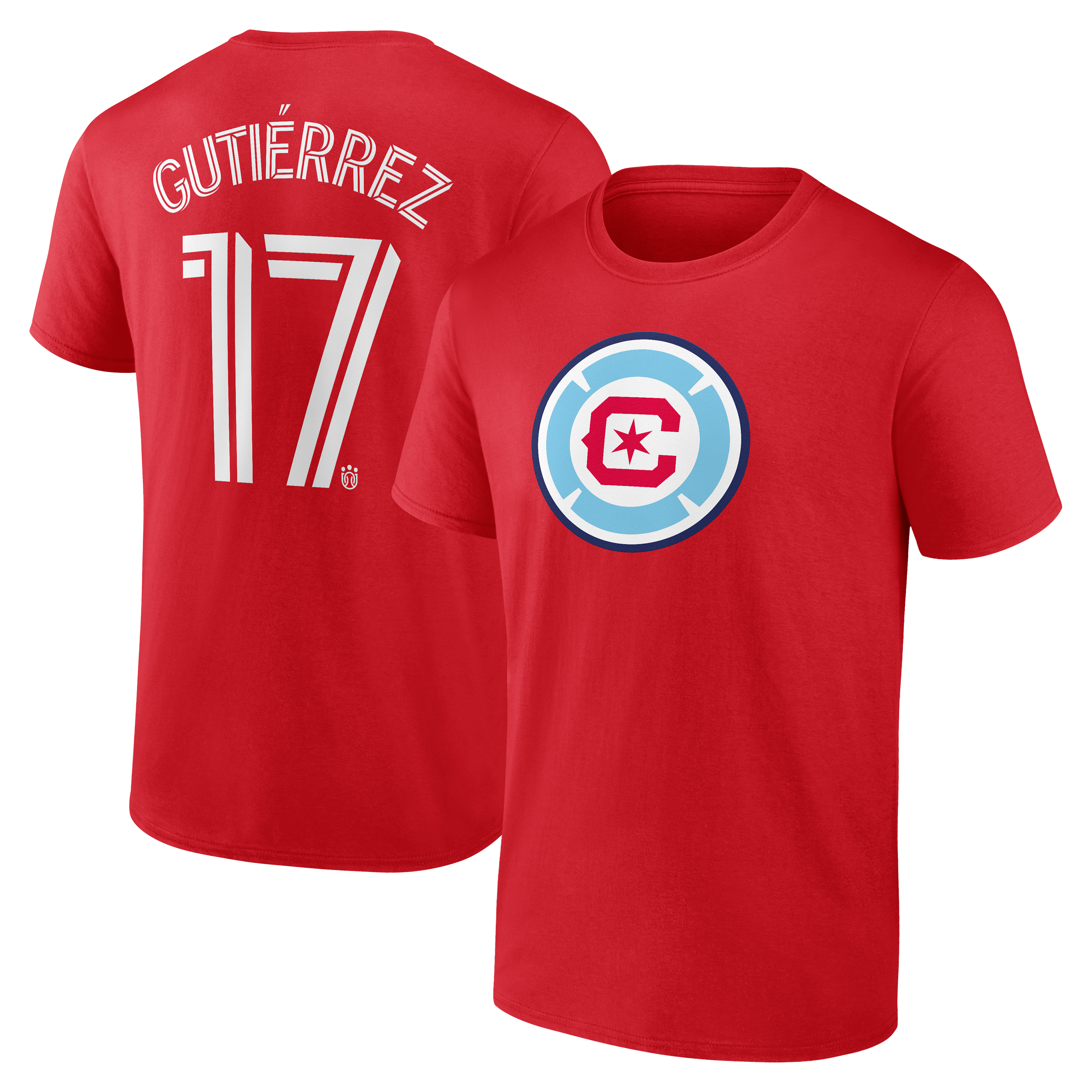 Men's Brian Gutierrez Red Chicago Fire Authentic Stack Name & Number T-Shirt