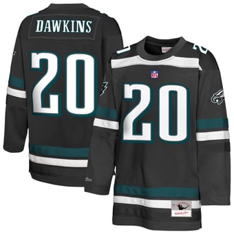 Youth Mitchell & Ness Brian Dawkins Black Philadelphia Eagles Hockey Fashion Jersey