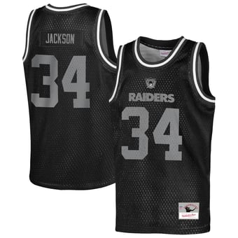 Youth Mitchell & Ness Bo Jackson Black Las Vegas Raiders Retired Player NFL Basketball Fashion Jersey