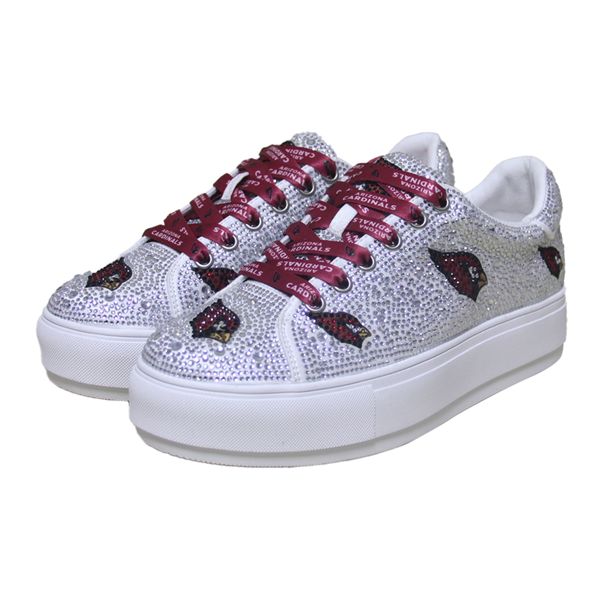 Women's FABGATING by Cuce White Arizona Cardinals Crystal Team Logo Sneakers