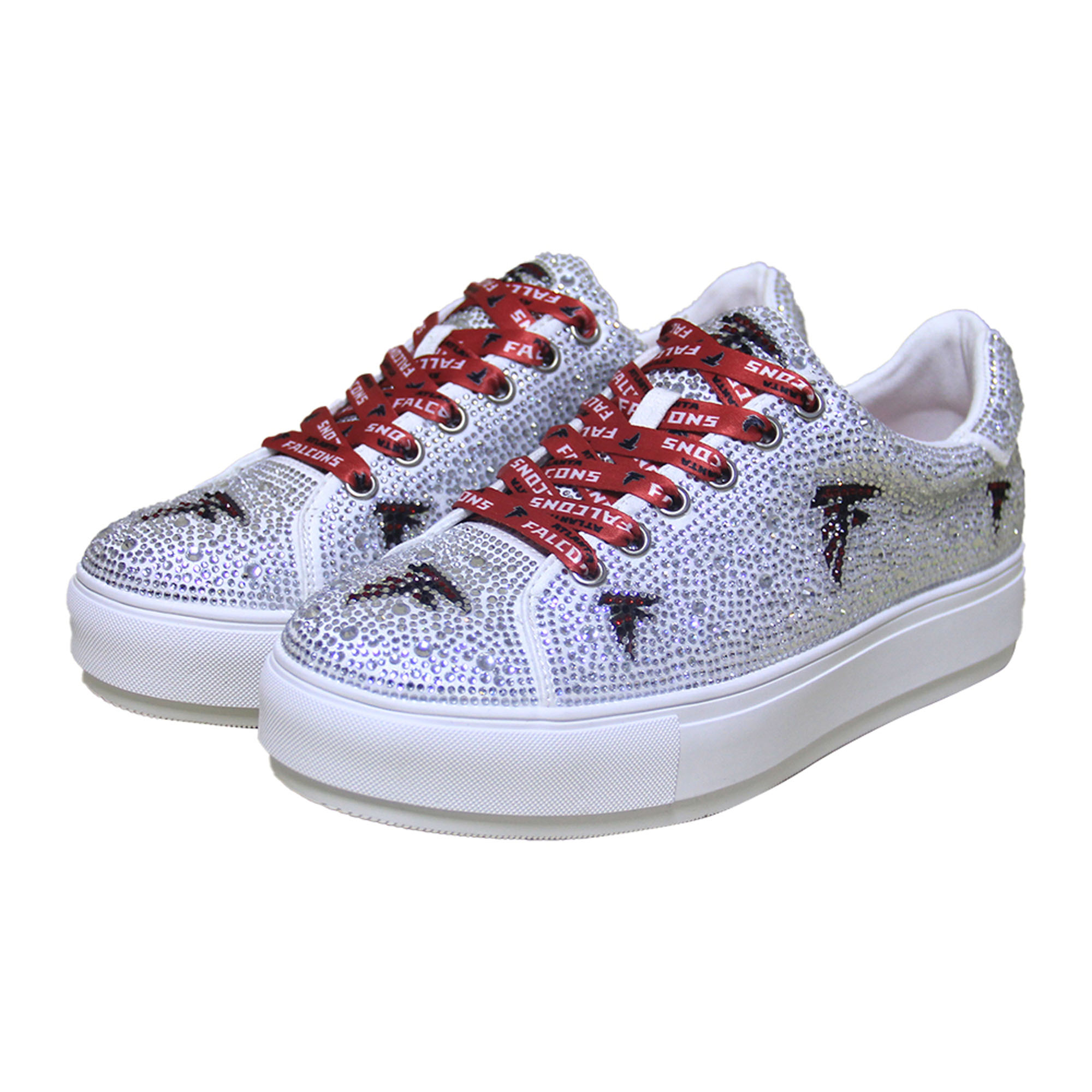 Women's FABGATING by Cuce White Atlanta Falcons Crystal Team Logo Sneakers