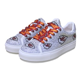 Women's FABGATING by Cuce  White Kansas City Chiefs Crystal Team Logo Sneakers
