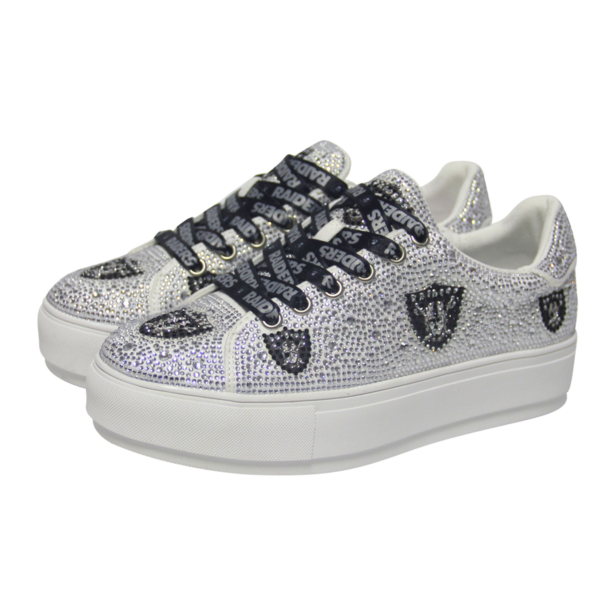 Women's FABGATING by Cuce White Las Vegas Raiders Crystal Team Logo Sneakers