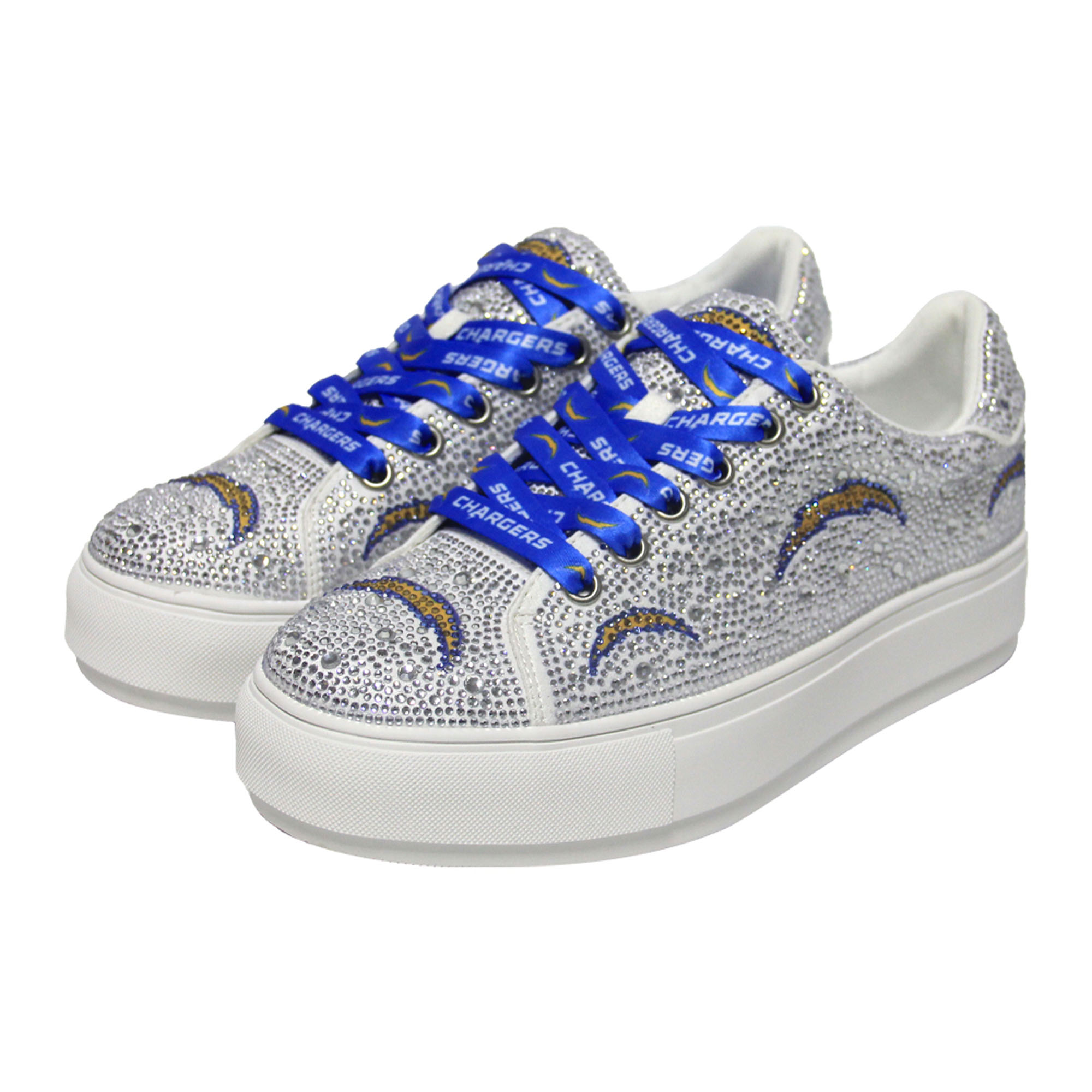 Women's FABGATING by Cuce White Los Angeles Chargers Crystal Team Logo Sneakers