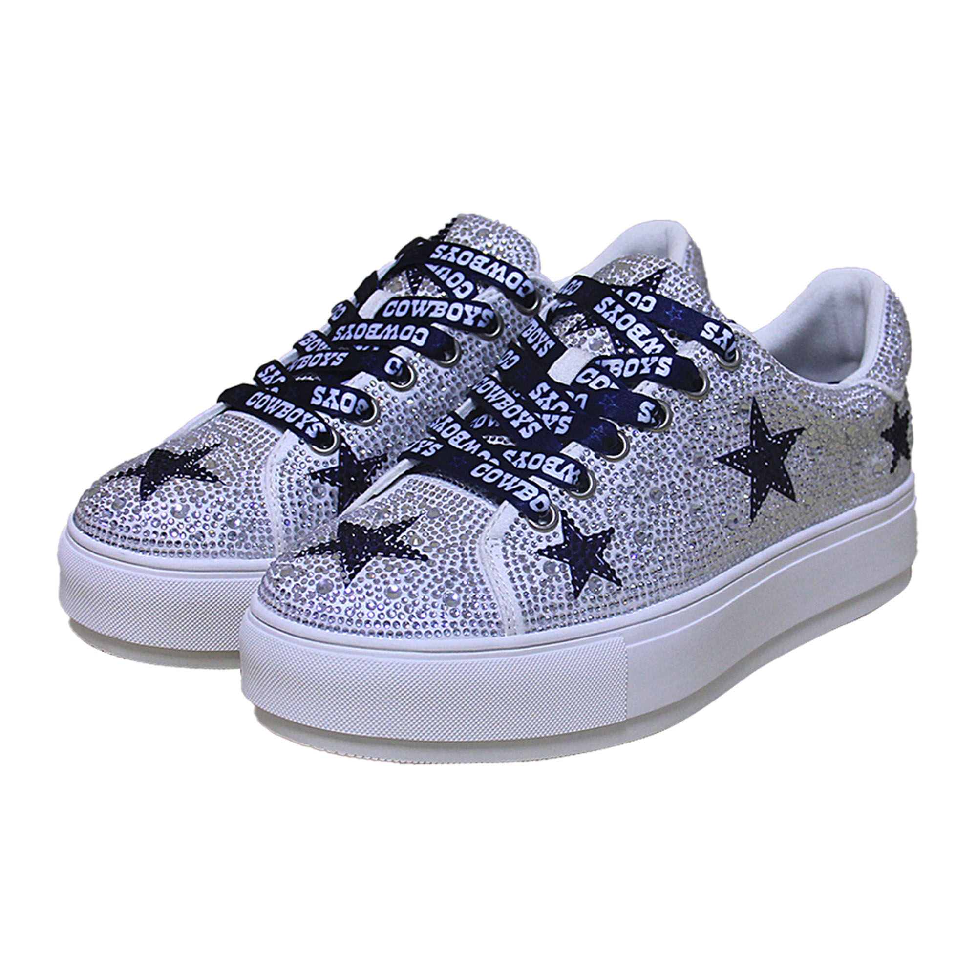 Women's FABGATING by Cuce White Dallas Cowboys Crystal Team Logo Sneakers