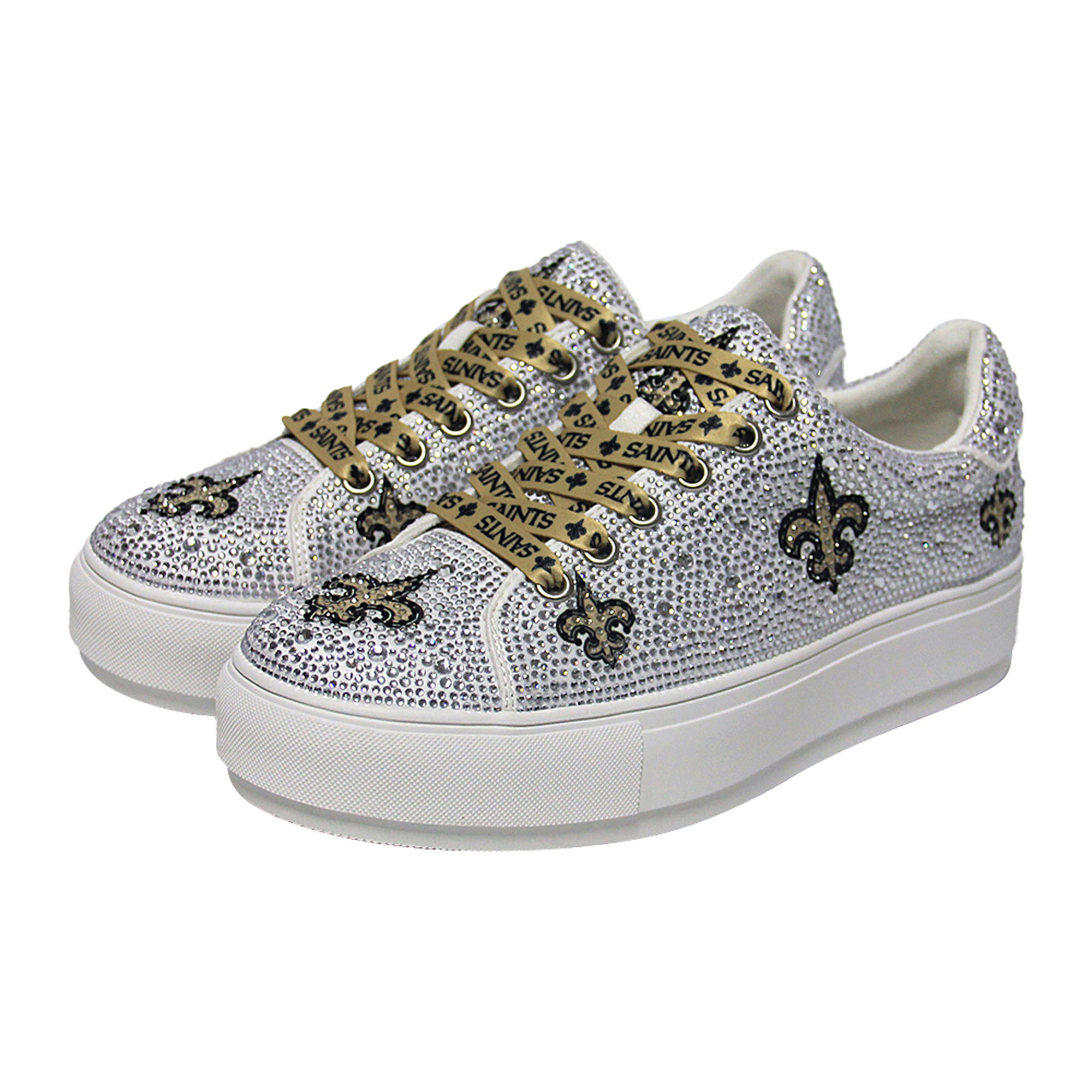 Women's FABGATING by Cuce White New Orleans Saints Crystal Team Logo Sneakers