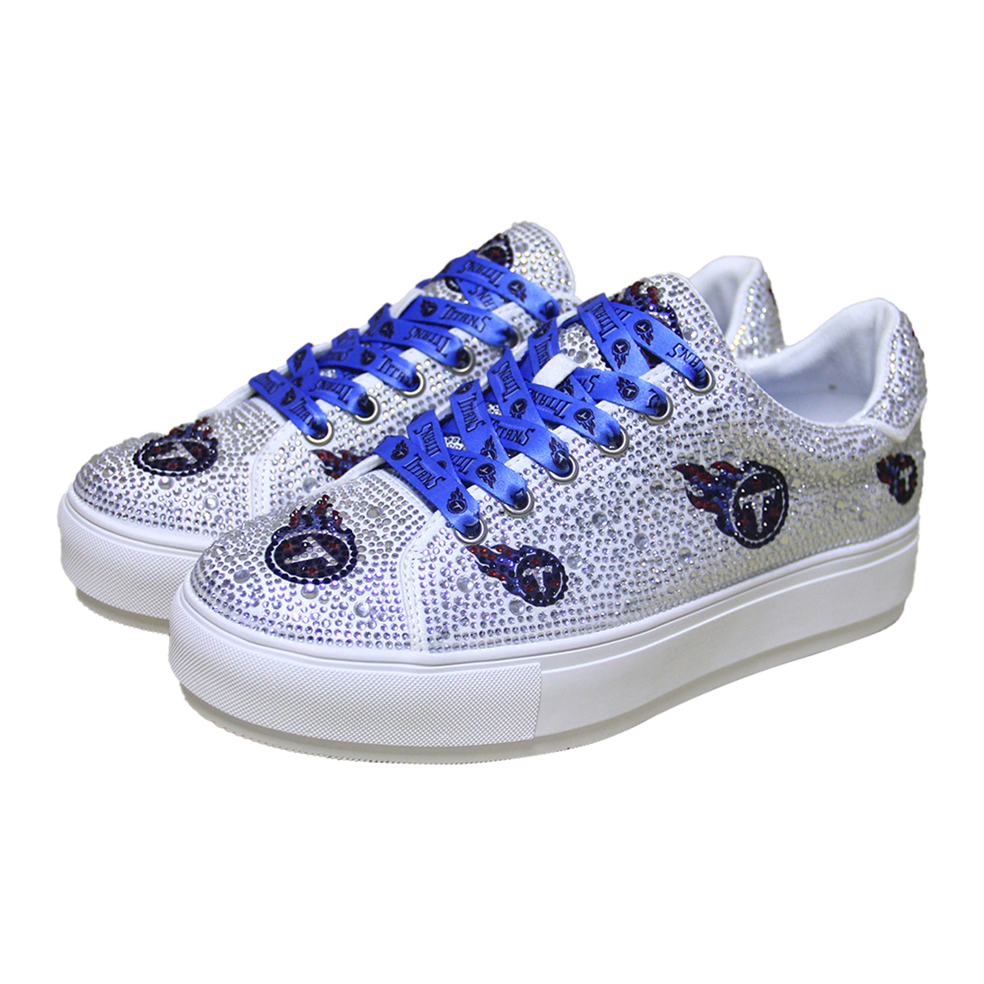 Women's FABGATING by Cuce  White Tennessee Titans Crystal Team Logo Sneakers