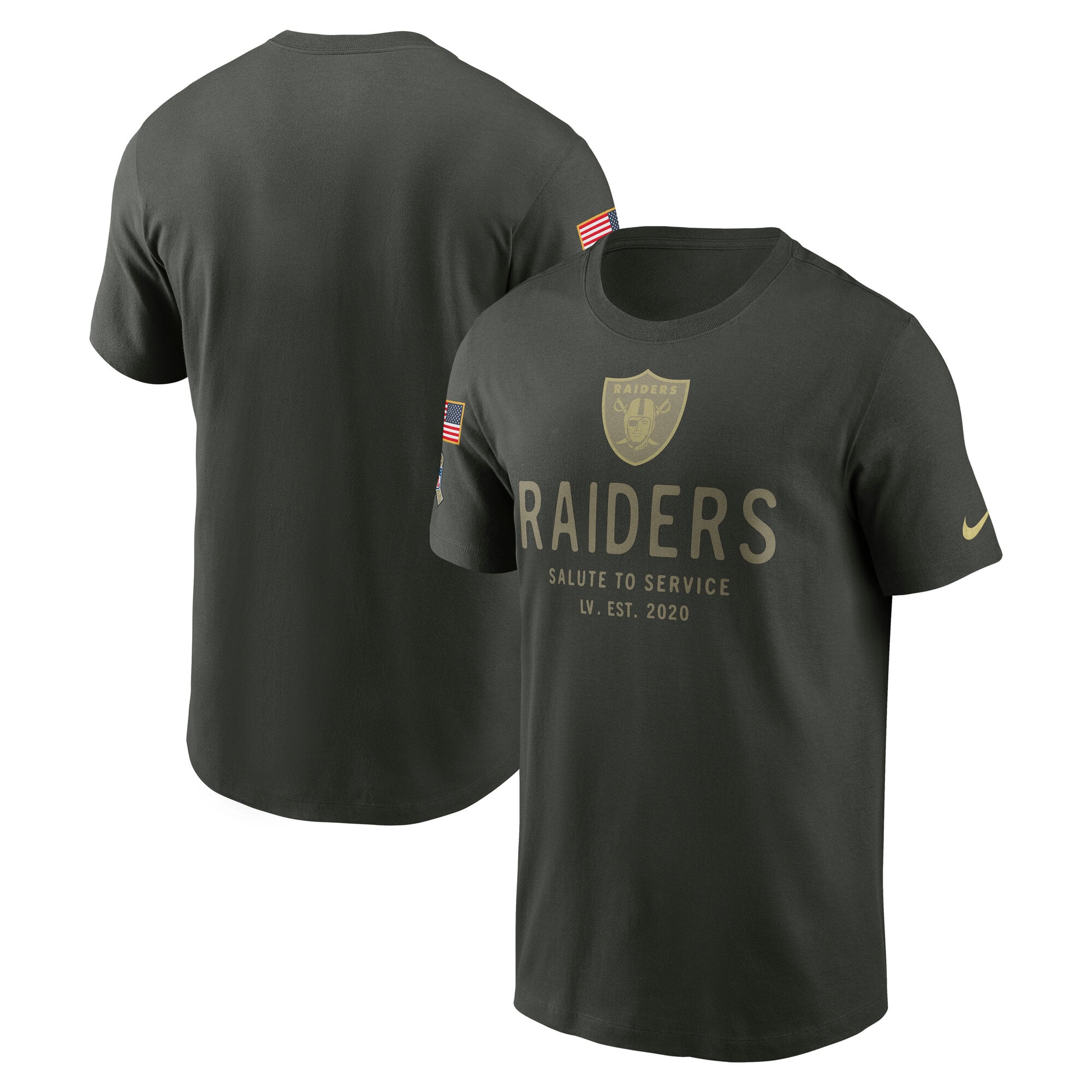 Men's Nike Forest Green Las Vegas Raiders 2025 Salute to Service Sideline Primary Edge Dri-FIT T-Shirt