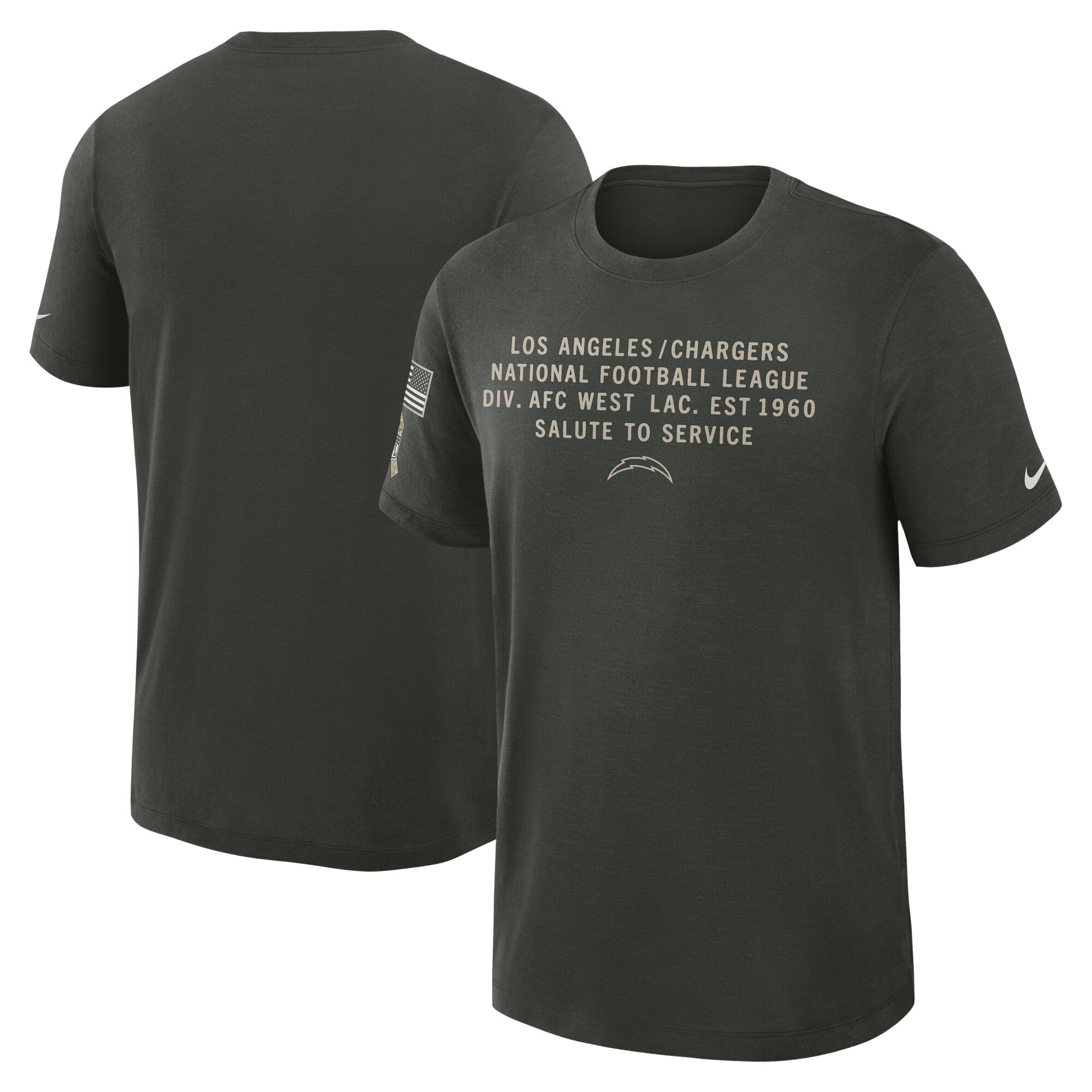 Men’s Nike Dark Green Los Angeles Chargers 2025 Salute to Service Sideline Slub Dri-FIT T-Shirt Men’s Nike Dark Green Los Angeles Chargers 2025 Salute to Service Sideline Slub Dri-FIT T-Shirt
