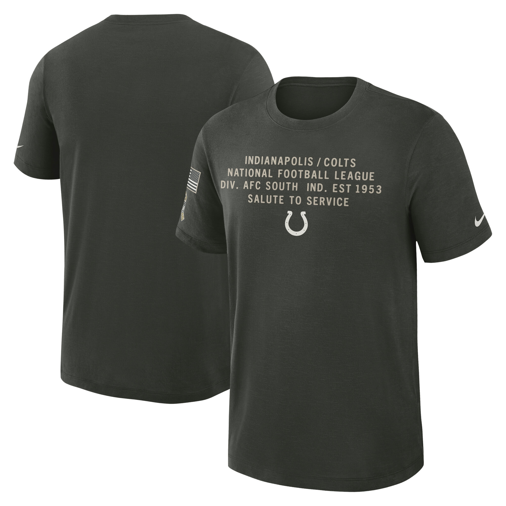 Men's Nike Dark Green Indianapolis Colts 2025 Salute to Service Sideline Slub Dri-FIT T-Shirt