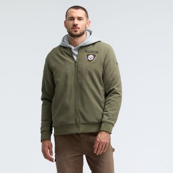 Men's Nike Olive Pittsburgh Steelers 2025 Salute to Service Sideline Full-Zip Bomber Jacket