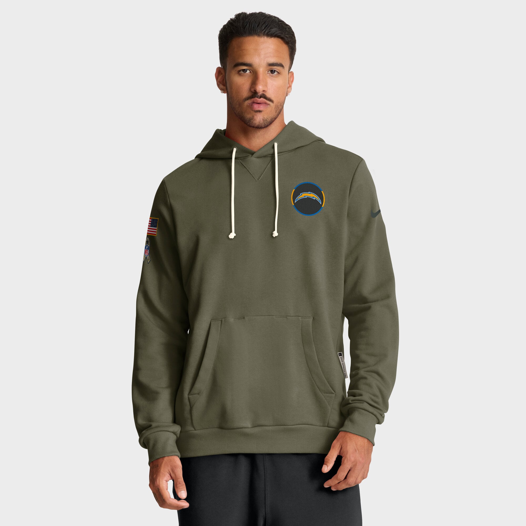 Men’s Nike Olive Los Angeles Chargers 2025 Salute to Service Sideline Standard Issue Dri-FIT Hoodie Men’s Nike Olive Los Angeles Chargers 2025 Salute to Service Sideline Standard Issue Dri-FIT Hoodie