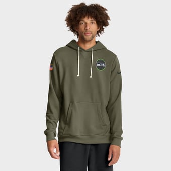 Men's Nike Olive Seattle Seahawks 2025 Salute to Service Sideline Standard Issue Dri-FIT Hoodie