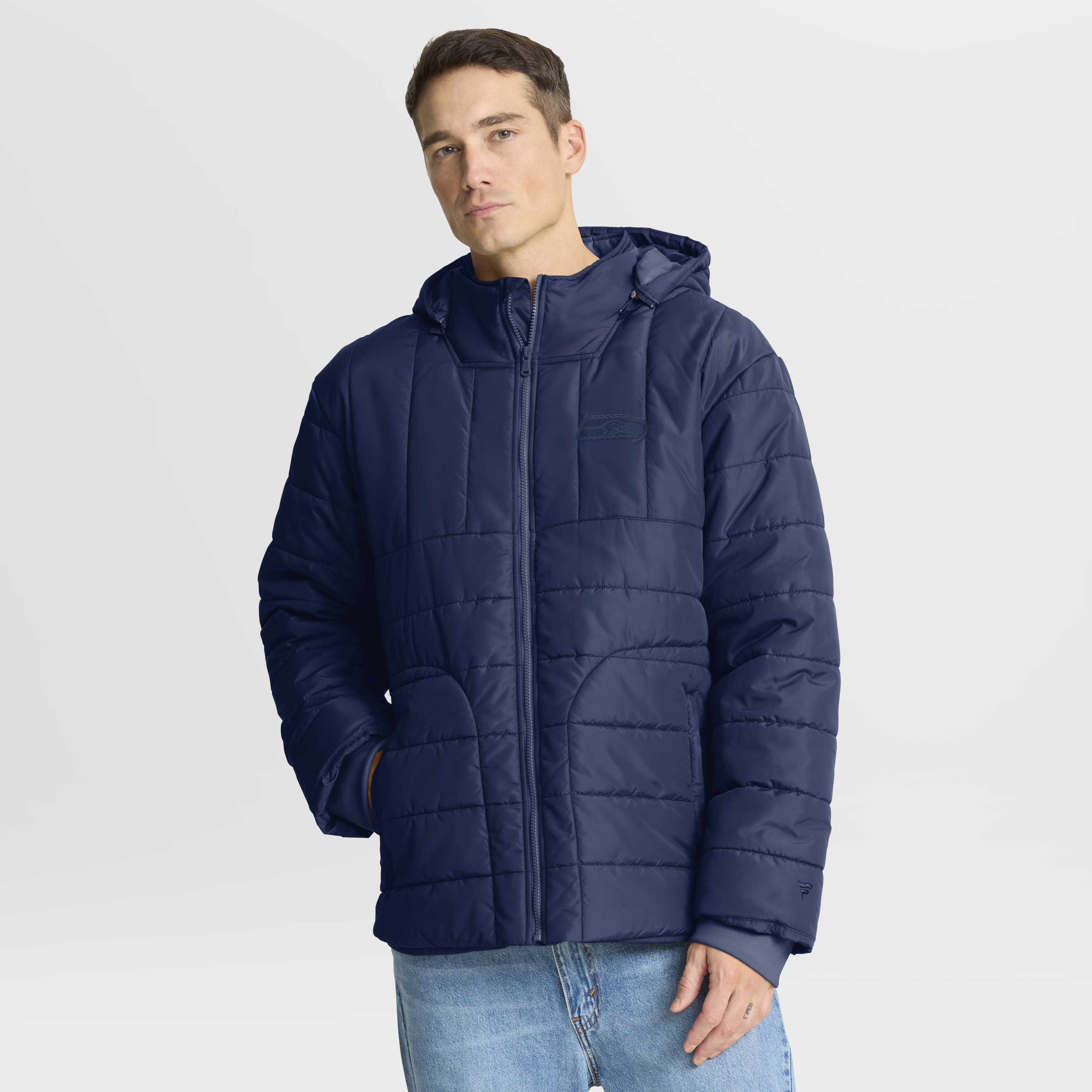 Men's Fanatics College Navy Seattle Seahawks Full-Zip Hooded Jacket