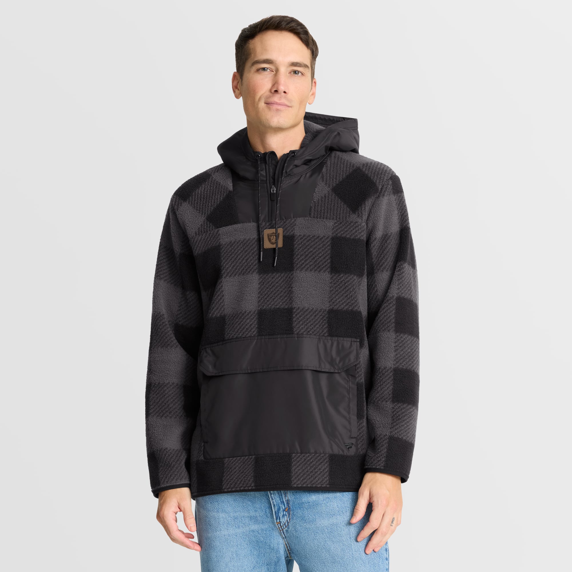 Men’s Fanatics Black Las Vegas Raiders Oversized Elements Plaid Polar Fleece Quarter-Zip Hoodie Men’s Fanatics Black Las Vegas Raiders Oversized Elements Plaid Polar Fleece Quarter-Zip Hoodie