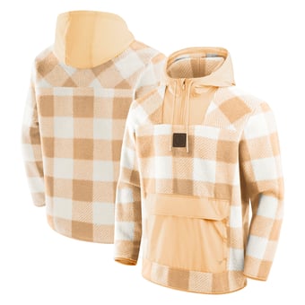 Men's Fanatics Tan Pittsburgh Steelers Oversized Elements Plaid Polar Fleece Quarter-Zip Hoodie