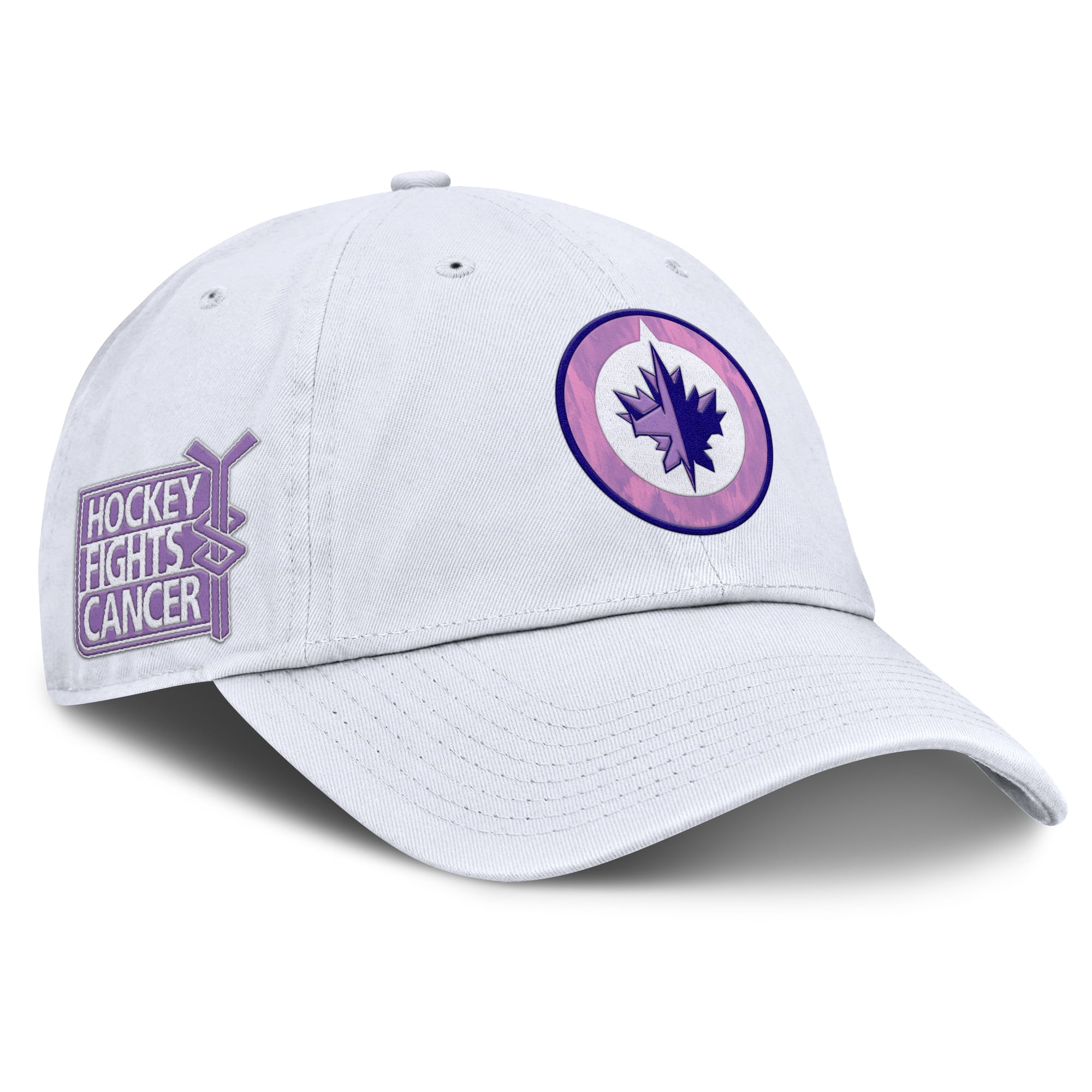 Men's Fanatics  White Winnipeg Jets Authentic Pro Hockey Fights Cancer Adjustable Hat