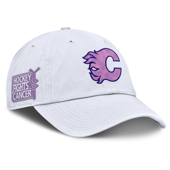 Men's Fanatics  White Calgary Flames Authentic Pro Hockey Fights Cancer Adjustable Hat