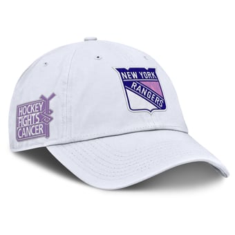Men's Fanatics  White New York Rangers Authentic Pro Hockey Fights Cancer Adjustable Hat