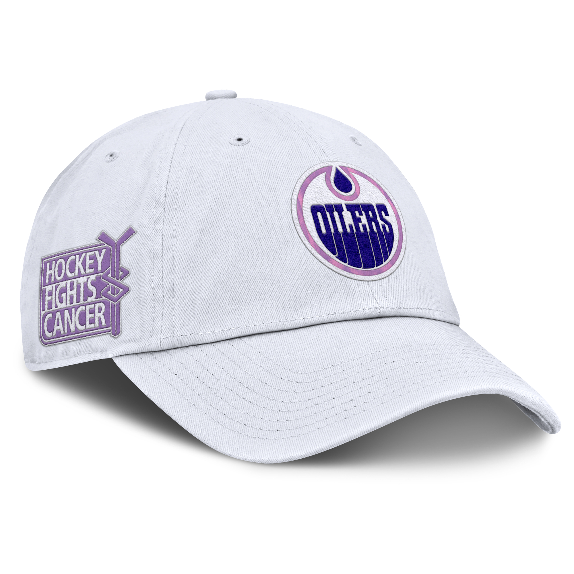 Men’s Fanatics White Edmonton Oilers Authentic Pro Hockey Fights Cancer Adjustable Hat Men’s Fanatics White Edmonton Oilers Authentic Pro Hockey Fights Cancer Adjustable Hat
