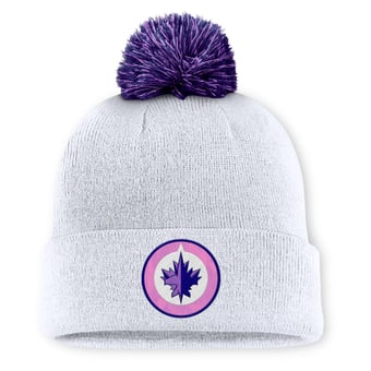 Men's Fanatics  White Winnipeg Jets Authentic Pro Hockey Fights Cancer Cuffed Knit Hat with Pom