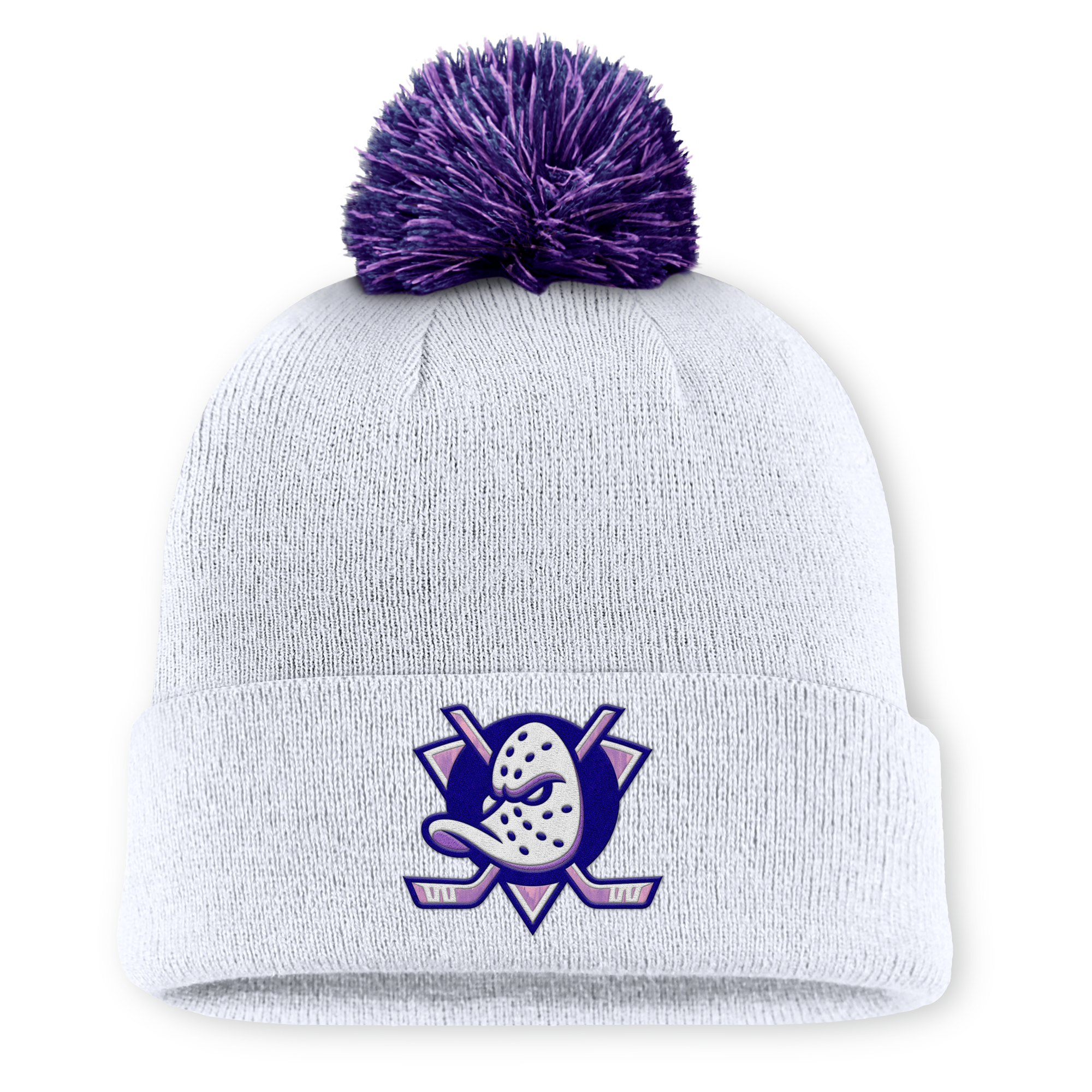 Men’s Fanatics White Anaheim Ducks Authentic Pro Hockey Fights Cancer Cuffed Knit Hat with Pom Men’s Fanatics White Anaheim Ducks Authentic Pro Hockey Fights Cancer Cuffed Knit Hat with Pom