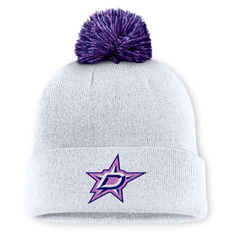 Men's Fanatics  White Dallas Stars Authentic Pro Hockey Fights Cancer Cuffed Knit Hat with Pom