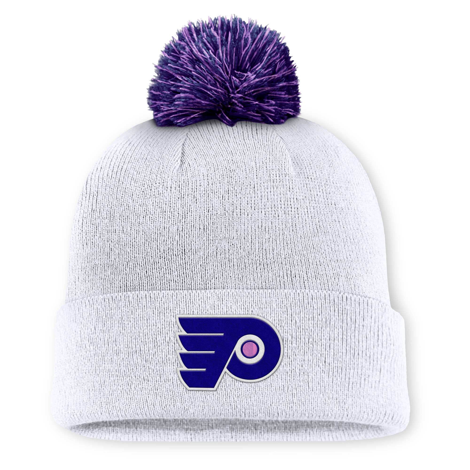 Men’s Fanatics White Philadelphia Flyers Authentic Pro Hockey Fights Cancer Cuffed Knit Hat with Pom Men’s Fanatics White Philadelphia Flyers Authentic Pro Hockey Fights Cancer Cuffed Knit Hat with Pom