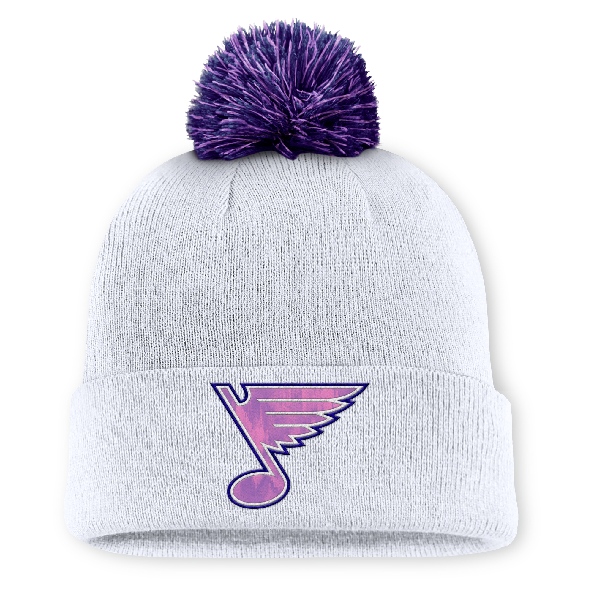 Men’s Fanatics White St. Louis Blues Authentic Pro Hockey Fights Cancer Cuffed Knit Hat with Pom Men’s Fanatics White St. Louis Blues Authentic Pro Hockey Fights Cancer Cuffed Knit Hat with Pom