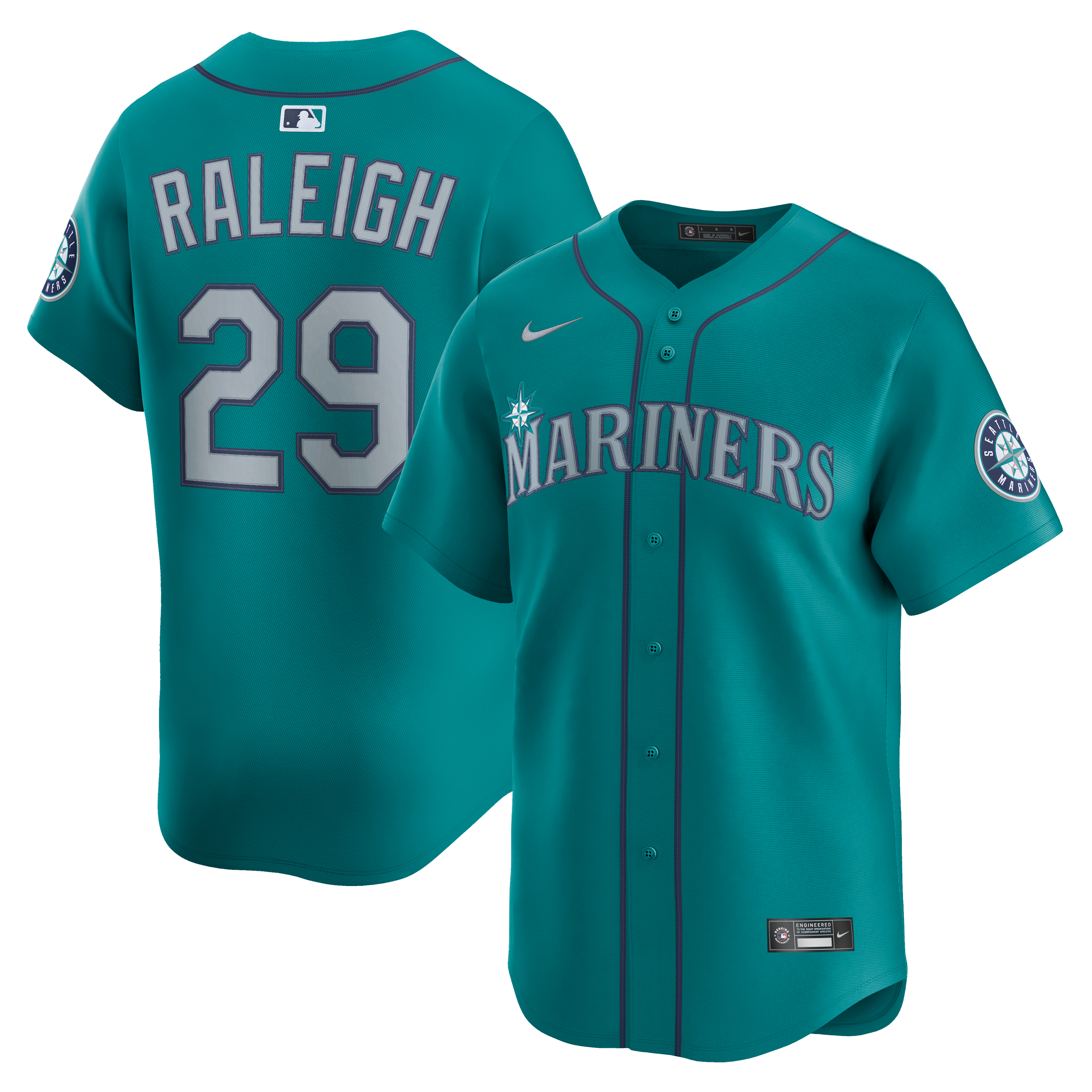 Men's Nike Cal Raleigh Teal Seattle Mariners Alternate Limited Jersey