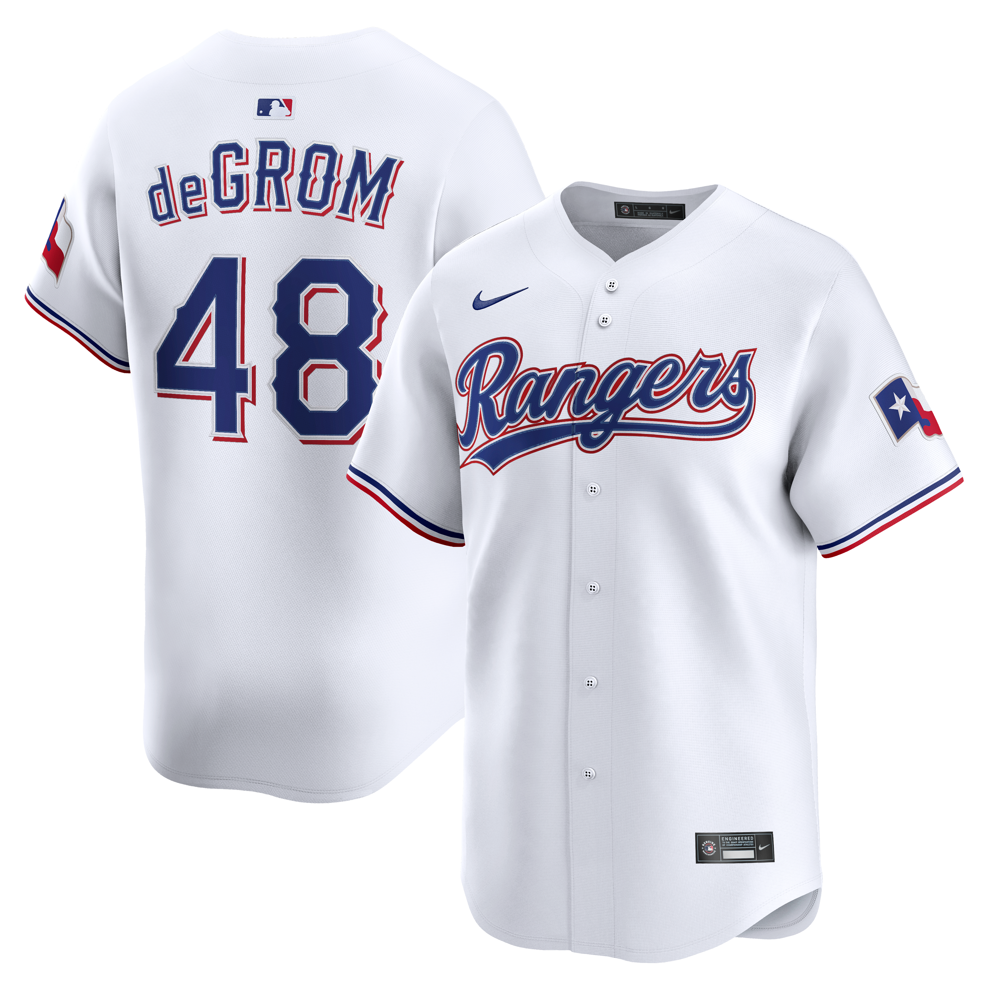 Men's Nike Jacob deGrom White Texas Rangers Home Limited Jersey