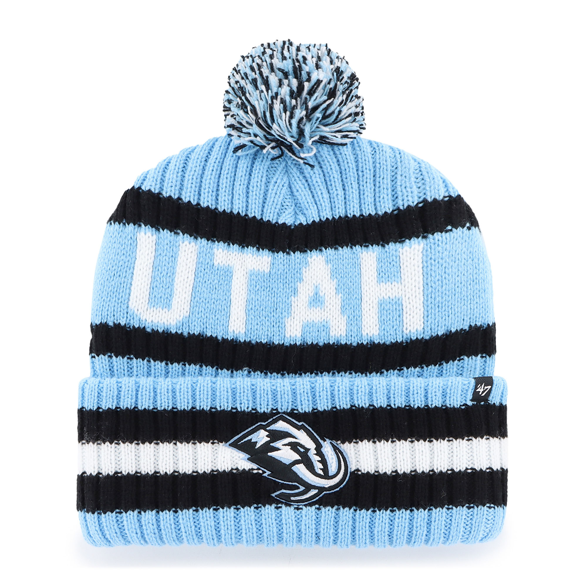 Men's '47  Light Blue Utah Mammoth Bering Cuffed Knit Hat with Pom