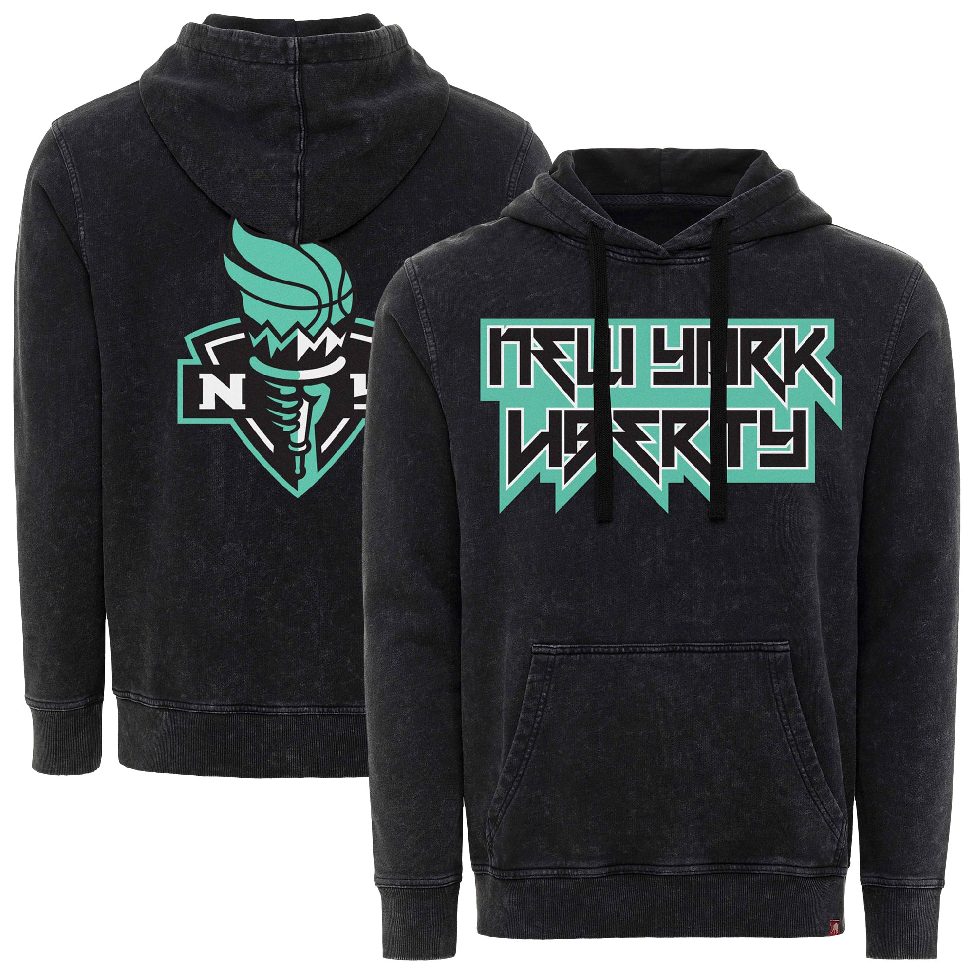 Unisex Sportiqe Black New York Liberty Rock & Roll Collection Jimi Mineral Wash Pullover Hoodie