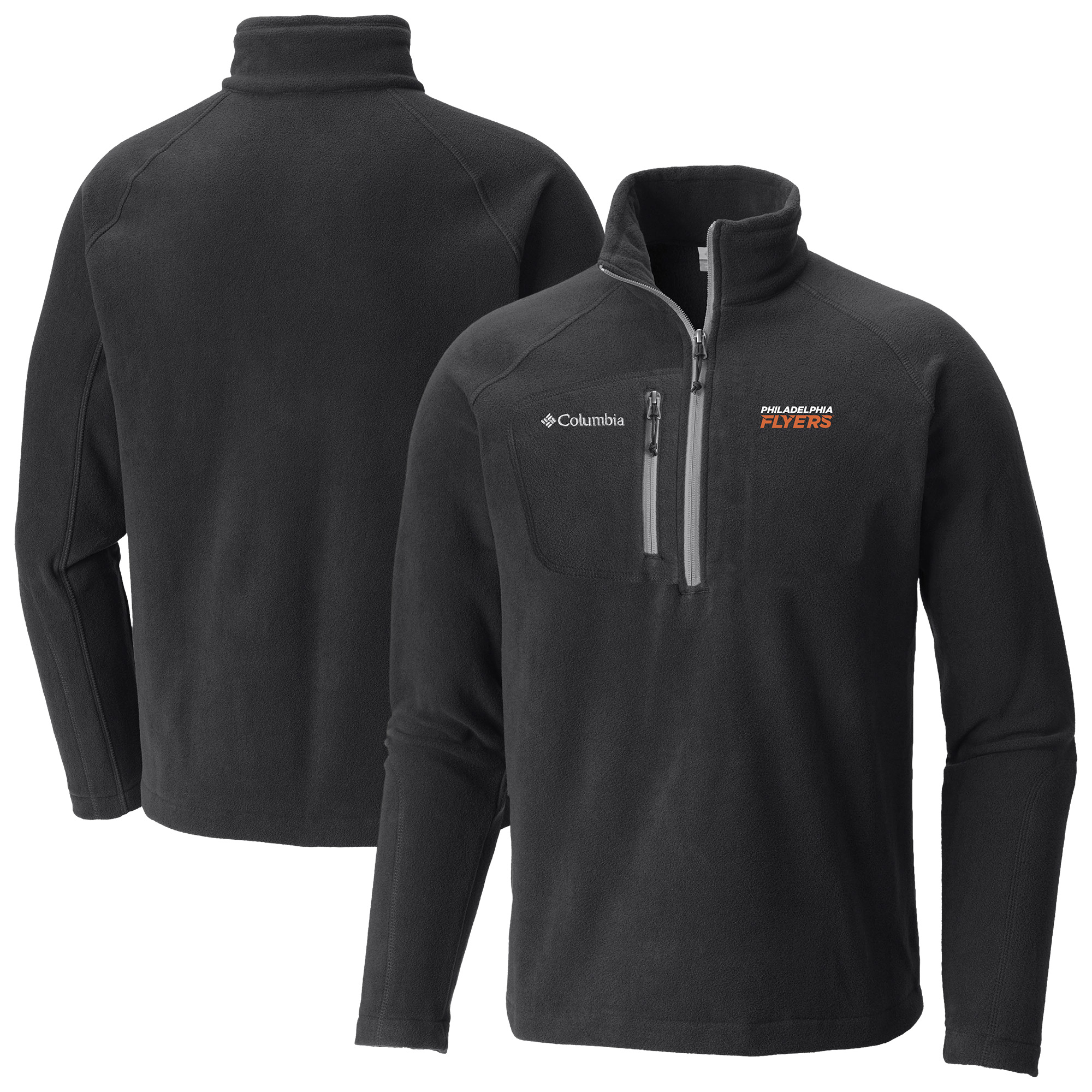 Men's Columbia Black Philadelphia Flyers Fast Trek III Raglan Half-Zip Fleece Jacket