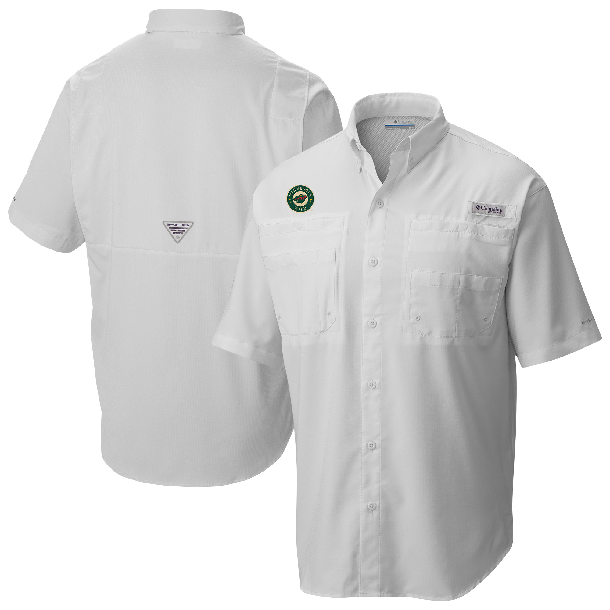 Men’s Columbia White Minnesota Wild Tamiami Short Sleeve Omni-Wick Button-Down Shirt Men’s Columbia White Minnesota Wild Tamiami Short Sleeve Omni-Wick Button-Down Shirt