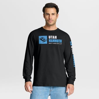 Men's Fanatics Black Utah Mammoth Goal Crease Legacy Long Sleeve T-Shirt