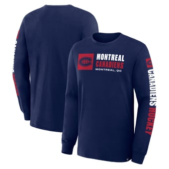 Men's Fanatics Navy Montreal Canadiens Goal Crease Legacy Long Sleeve T-Shirt